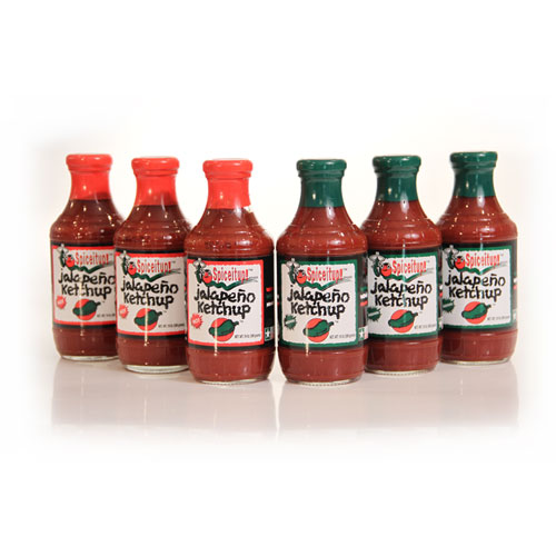 Jalapeno Ketchup mixer, 6 pack - 3 HOT and 3 Medium - Click Image to Close